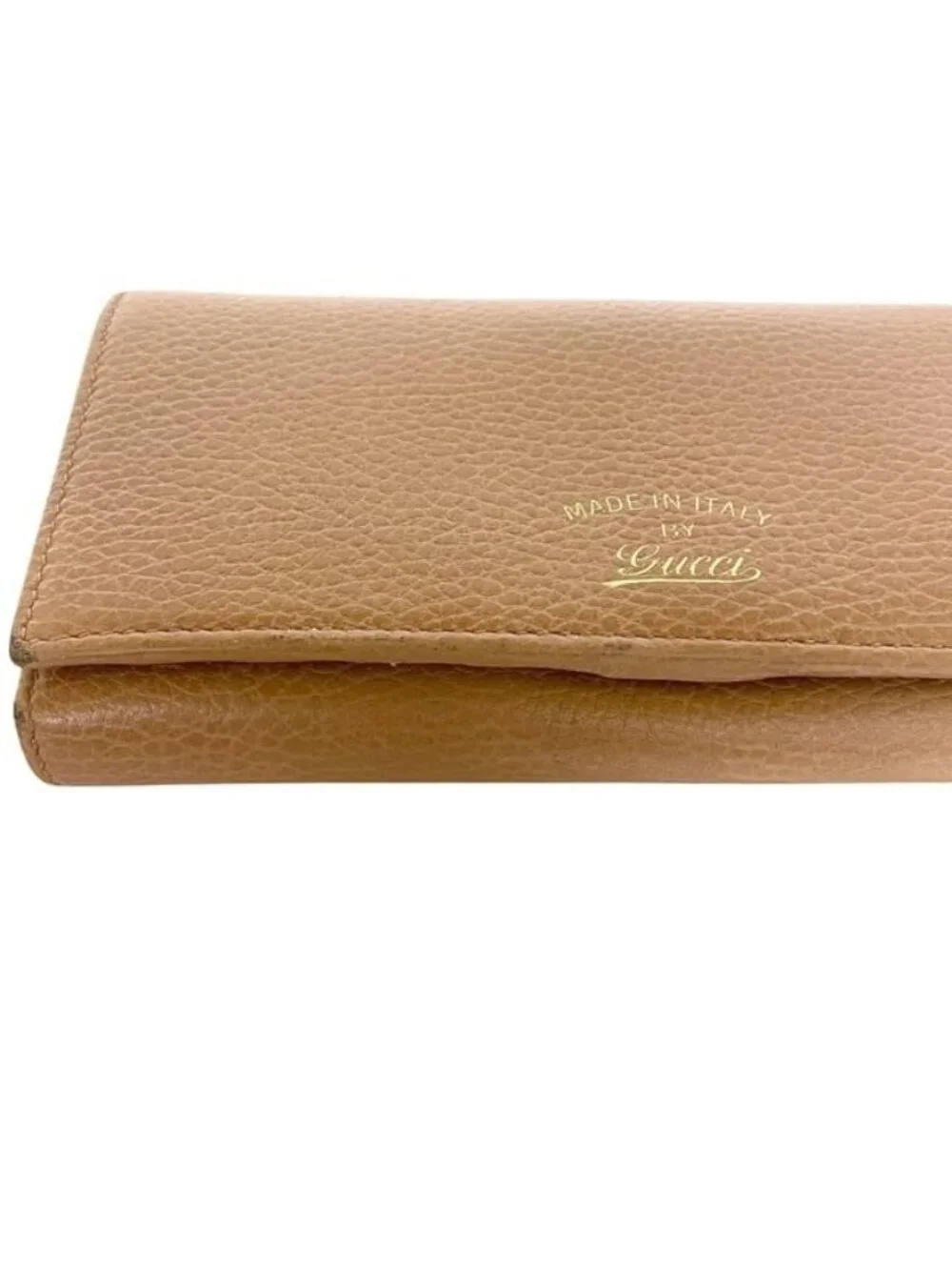 Gucci Bifold Wallet Beige Swing Leather Hook Long
